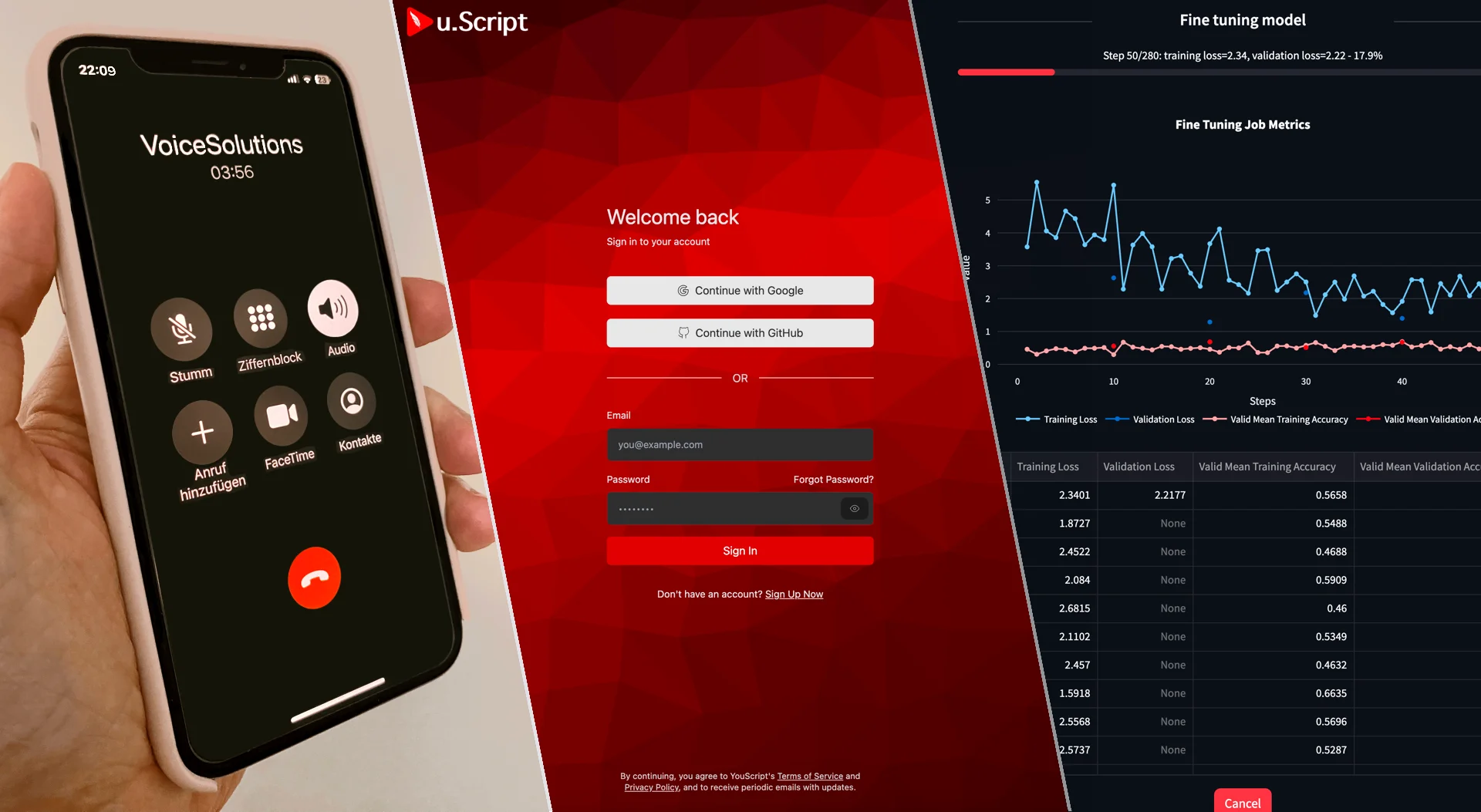 multiple personal projects lined up vertically side by side