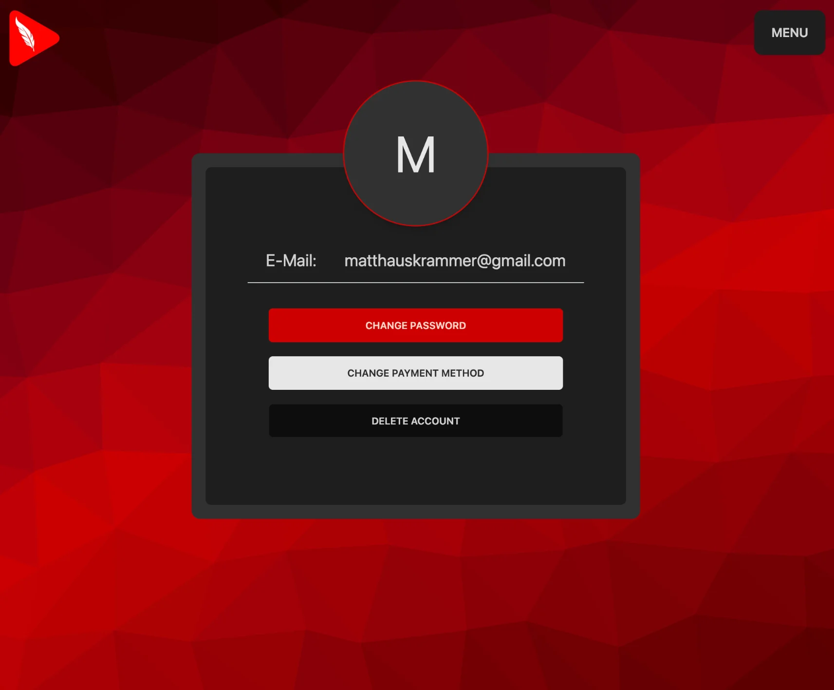 Profile settings page
