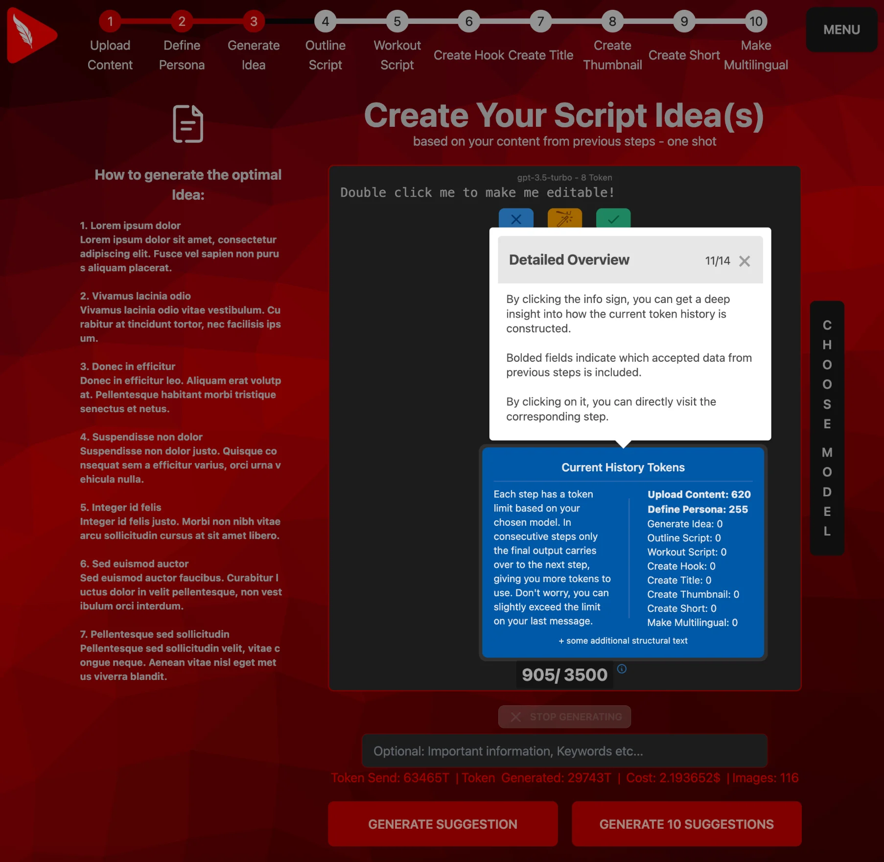 Visual and interactive tour to explain the interaction with the application part 1