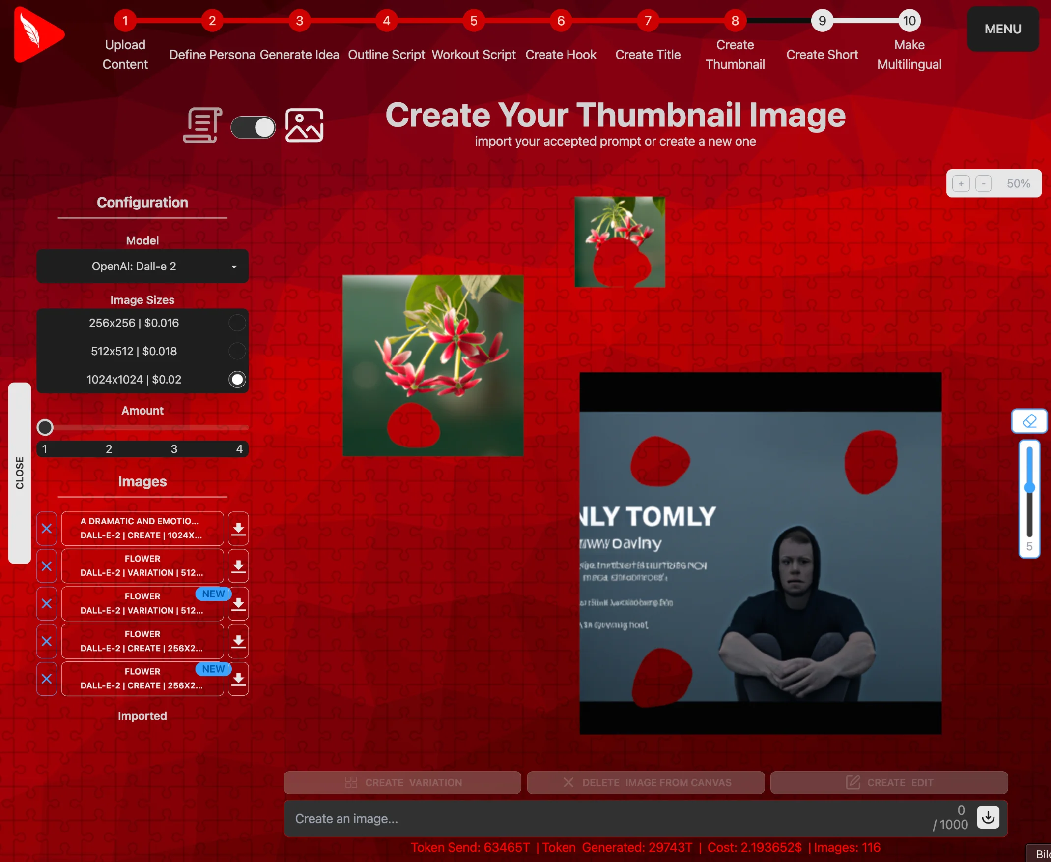 Inbuilt image editor showing the option to edit images directly on the canvas
