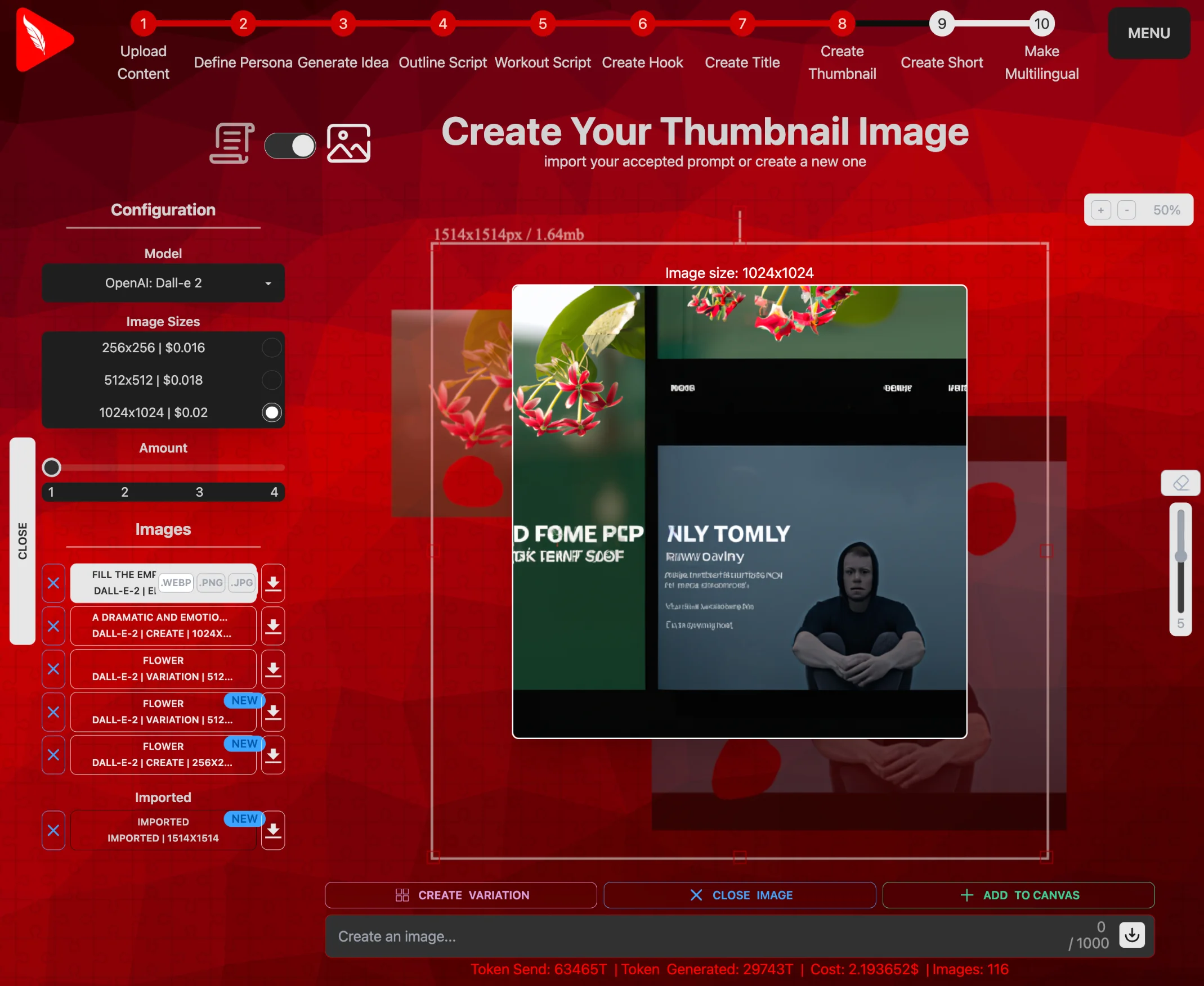 Inbuilt image editor showing the resulting AI edit created from multiple edited images on the canvas